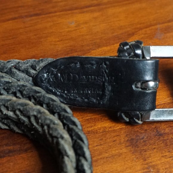 J&M Davidson Black Braided Leather Belt England  Rodeo Drive